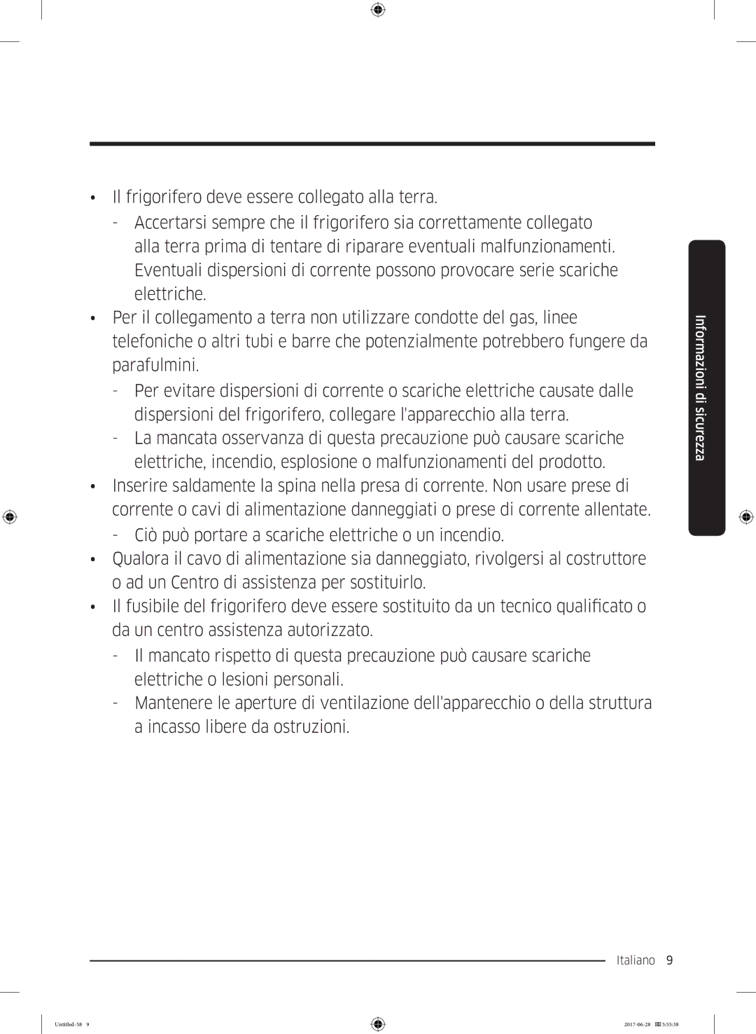 Samsung RF56K9041SR/ES manual Italiano 9  